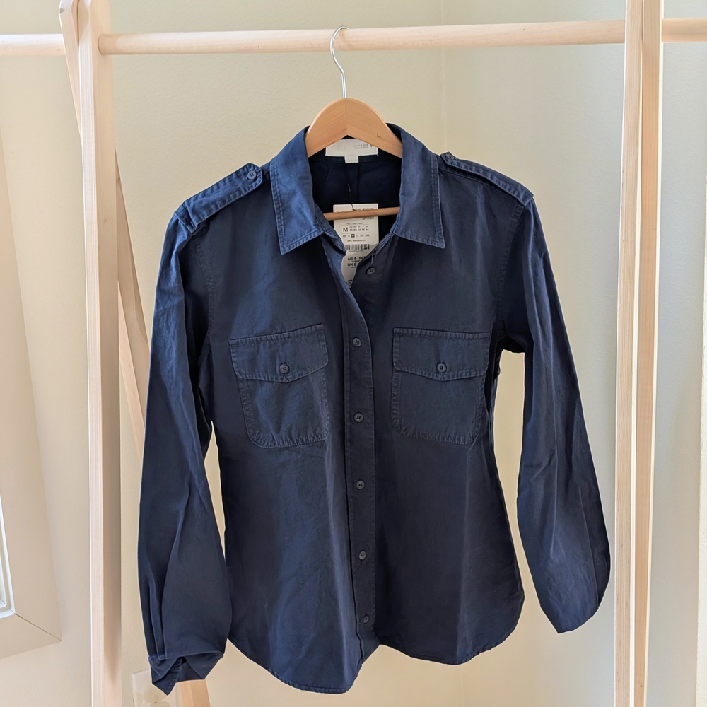 NWT Zara Collared Button-Front Utility Pocket Shi… - image 4